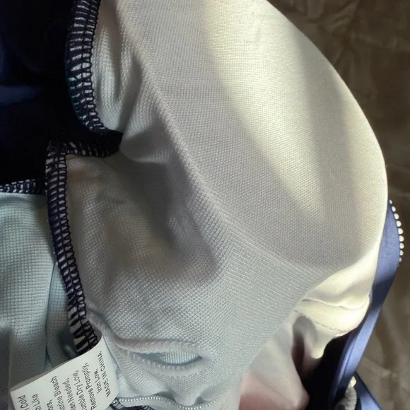 Long-Sleeve Colorblock Zip Front One-Piece Swimsuit - Navy, Teal & Orange - Picture 7 of 8